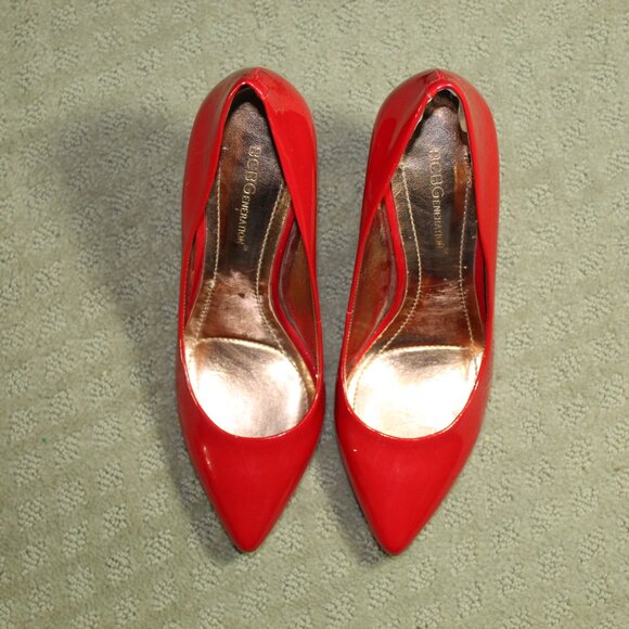 BCBGeneration Cielo Women's Sz 7.5B Red Patent Pointed Toe 4" Heels - Picture 2 of 6